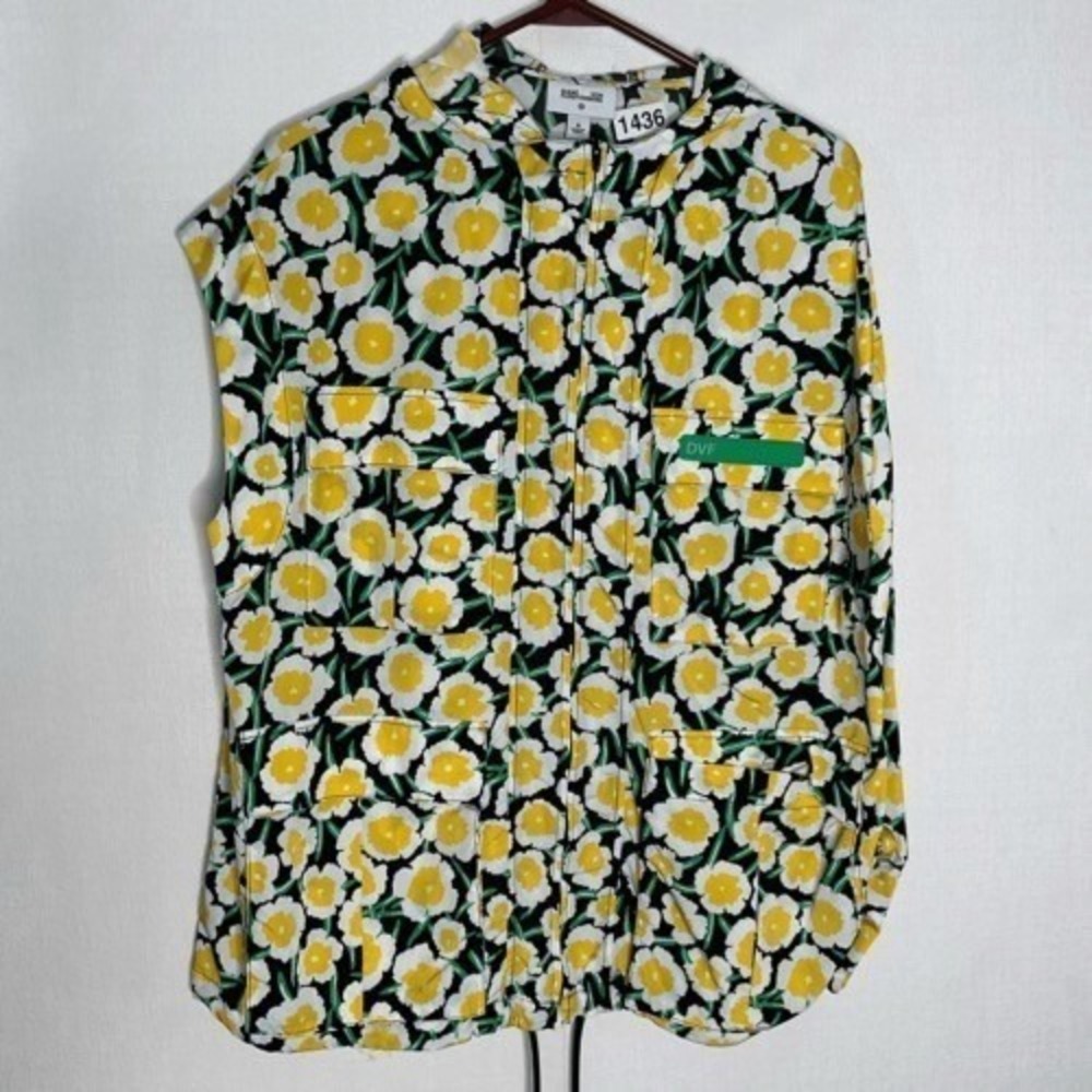 NWT Diane Von Furstenberg Floral Hooded‎ Full Zip Vest Jackets Women M China